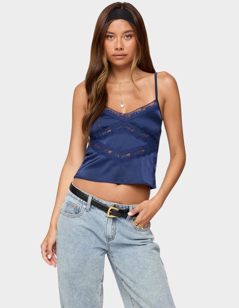 EDIKTED Tamar Satin Effect Tank Top image number 0