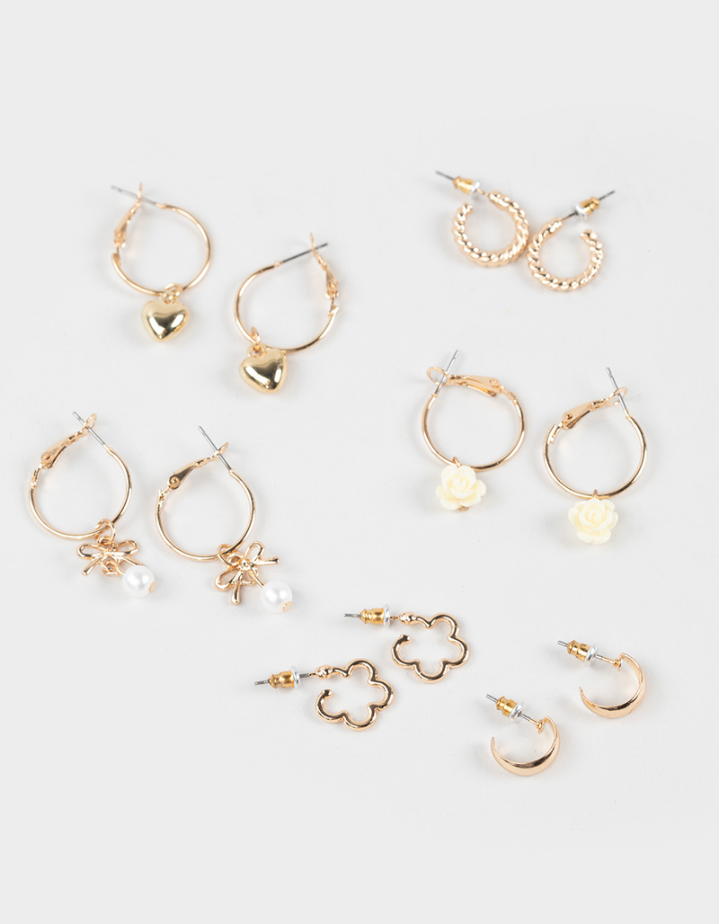 FULL TILT 6 Pack Rose/Heart Hoop Earring Set image number 0