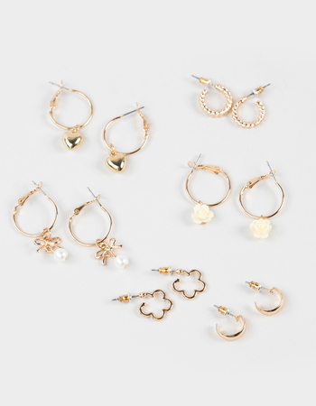 FULL TILT 6 Pack Rose/Heart Hoop Earring Set Primary Image