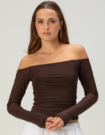 TILLYS Butter Soft Off The Shoulder Womens Long Sleeve Top Primary Image
