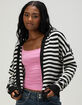 FULL TILT Womens Stripe Button Up Hooded Sweater image number 1
