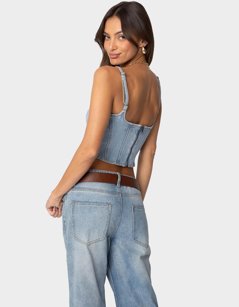 EDIKTED Tennessee Denim Corset image number 4