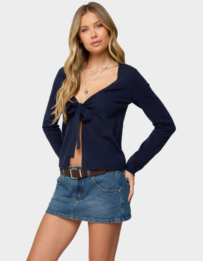 EDIKTED Demi Tie Front Knit Cardigan image number 1