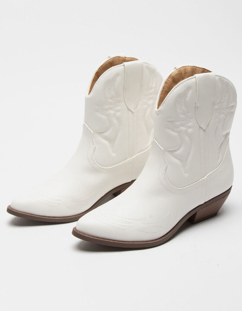 SODA Womens White Short Western Boots - WHITE - 398577150