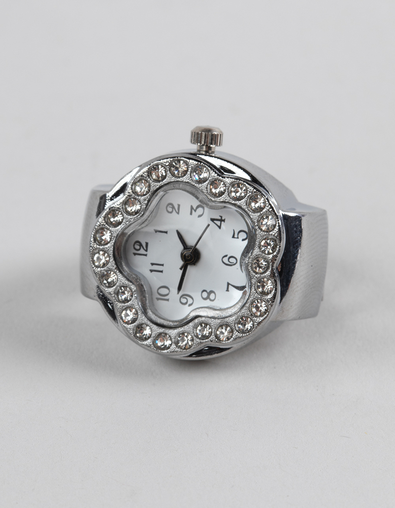 FULL TILT Floral Rhinestone Watch Ring image number 0