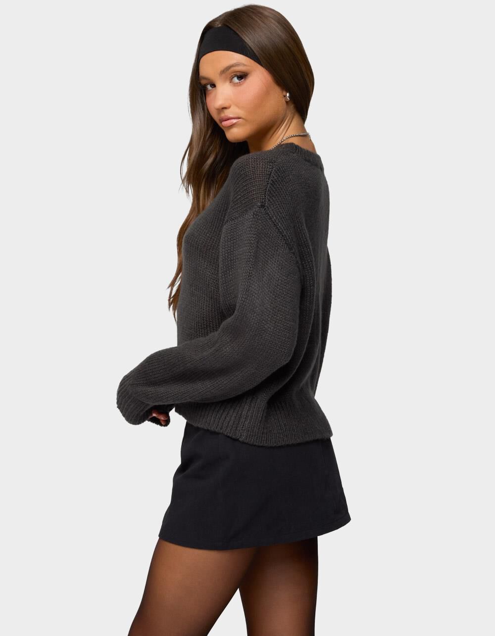 〜あい〜　TODAYFUL Washed Vneck Knit 黒 EDIKTED Marleen Oversized Knit Sweater - BLACK | Tillys