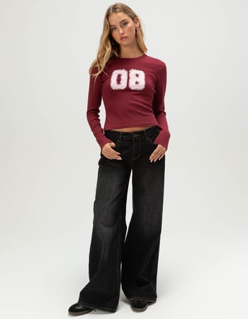 RSQ Womens 08 Lace Long Sleeve Baby Tee Alternative Image