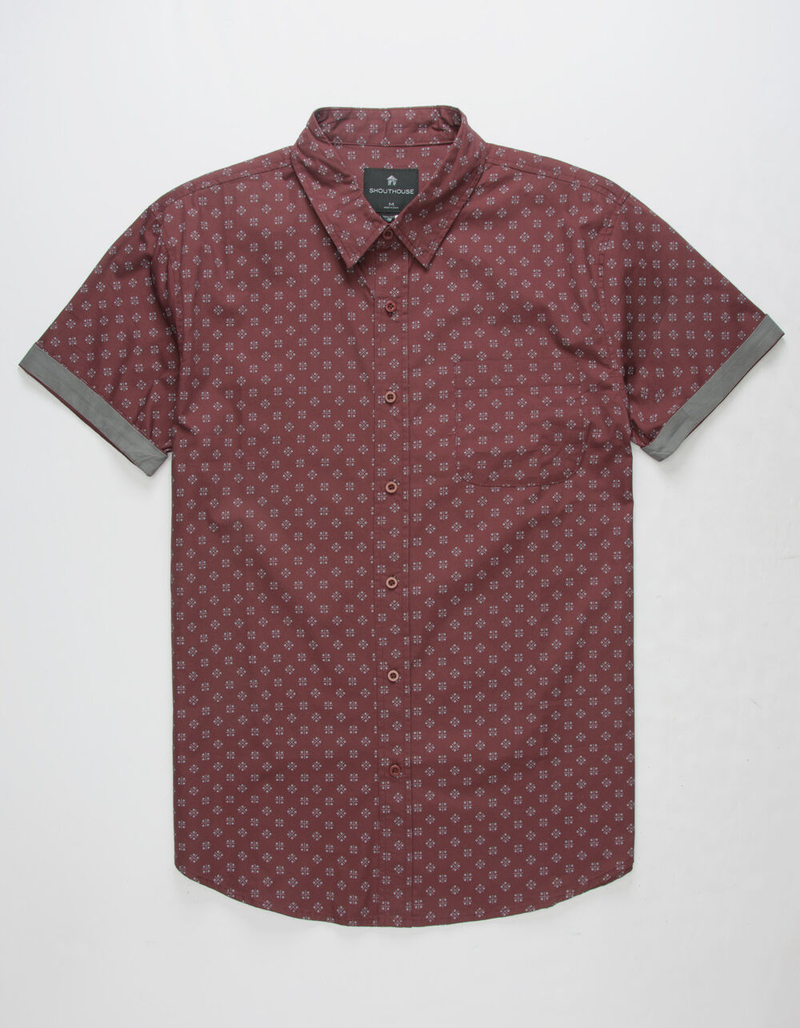 SHOUTHOUSE La Brea Burgundy Mens Shirt image number 0