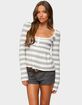 EDIKTED Lockie Striped Knit Babydoll Top image number 1