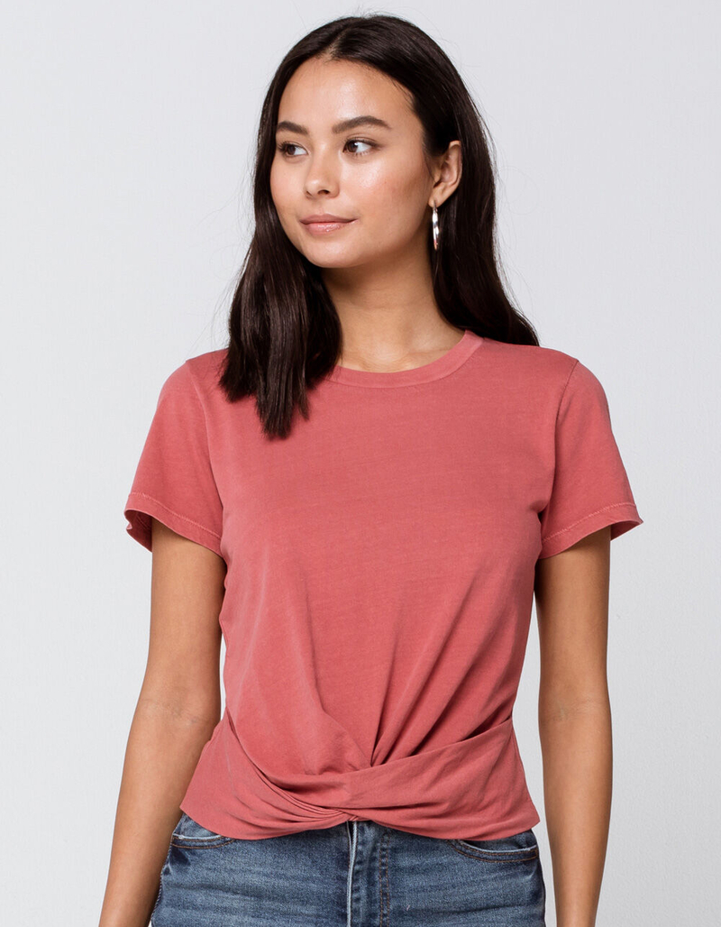 SKY AND SPARROW Open Tie Back Womens Mauve Tee image number 0