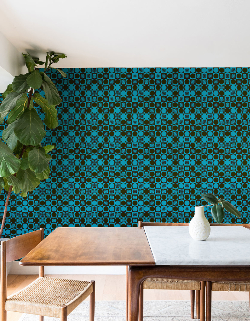 DENY DESIGNS Gnomeapple Muted Retro Checkered Pattern  2" x 10" Wallpaper Panel image number 3