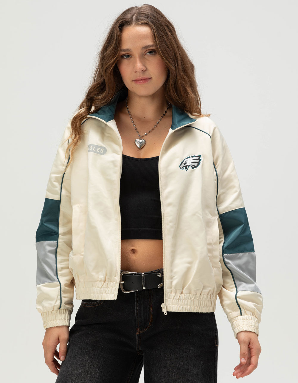 THE WILD COLLECTIVE Philadelphia Eagles Womens Track Jacket