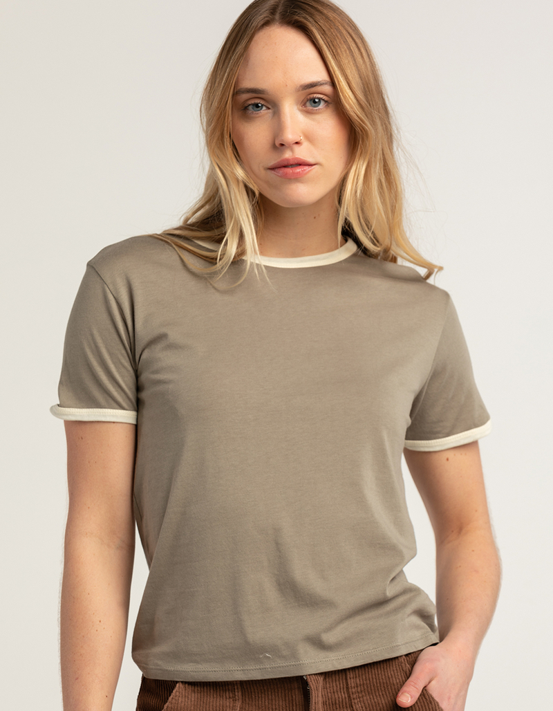 FULL TILT Solid Ringer Womens Tee image number 0