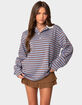 EDIKTED Stripey Oversized Collared Shirt image number 1
