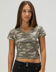 VON DUTCH Camo Womens Rhinestone V-Neck Tee image number 2