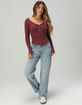 FULL TILT Womens Rib Long Sleeve Henley Top image number 2