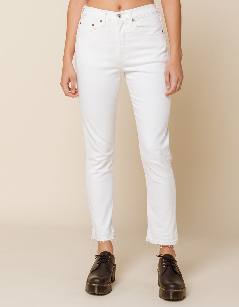LEVI'S 501 Womens White Stretch Skinny Jeans image number 1