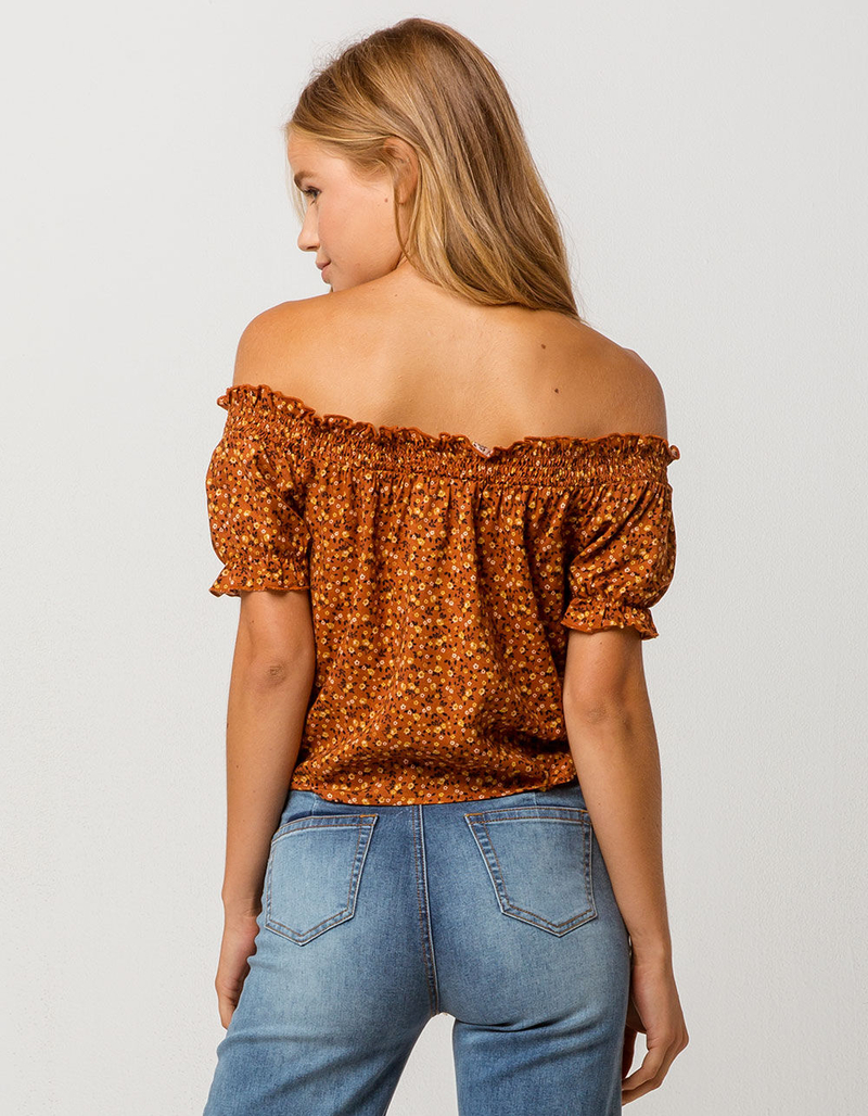 MIMI CHICA Ditsy Floral Womens Off The Shoulder Top image number 2
