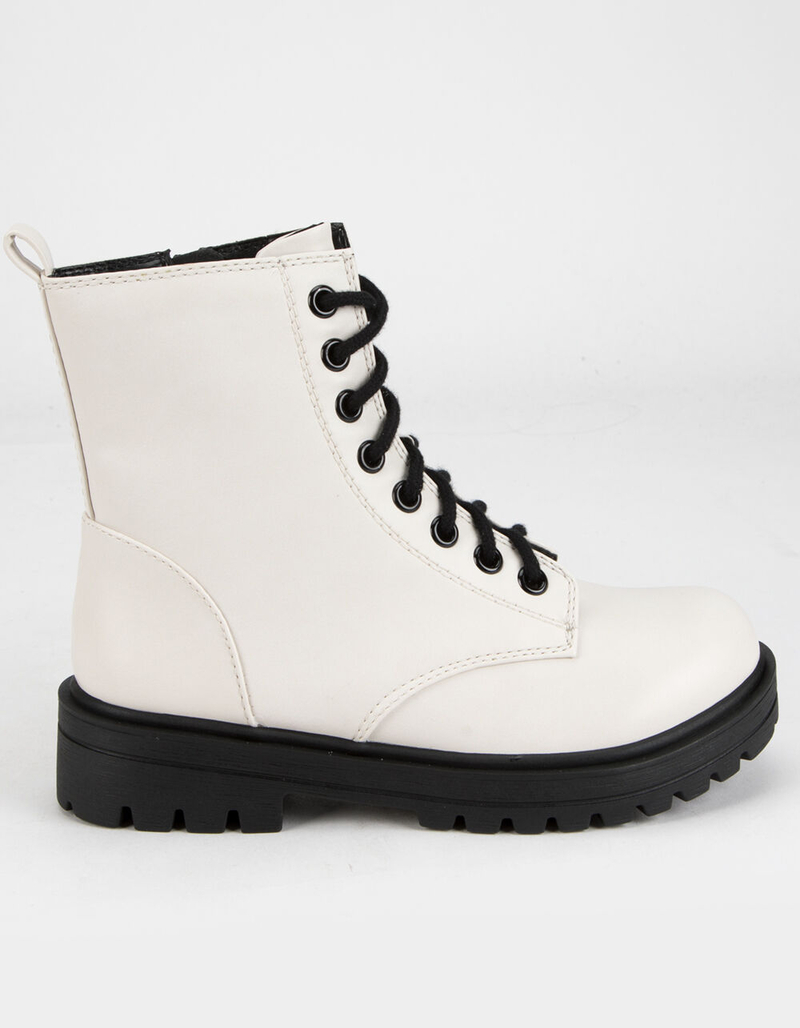 SODA Lug Sole Womens White Combat Boots image number 1