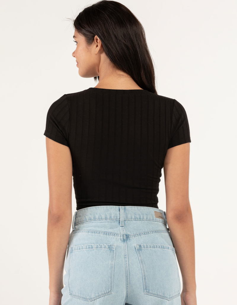 BOZZOLO Wide Rib Womens Crew Neck Top image number 2