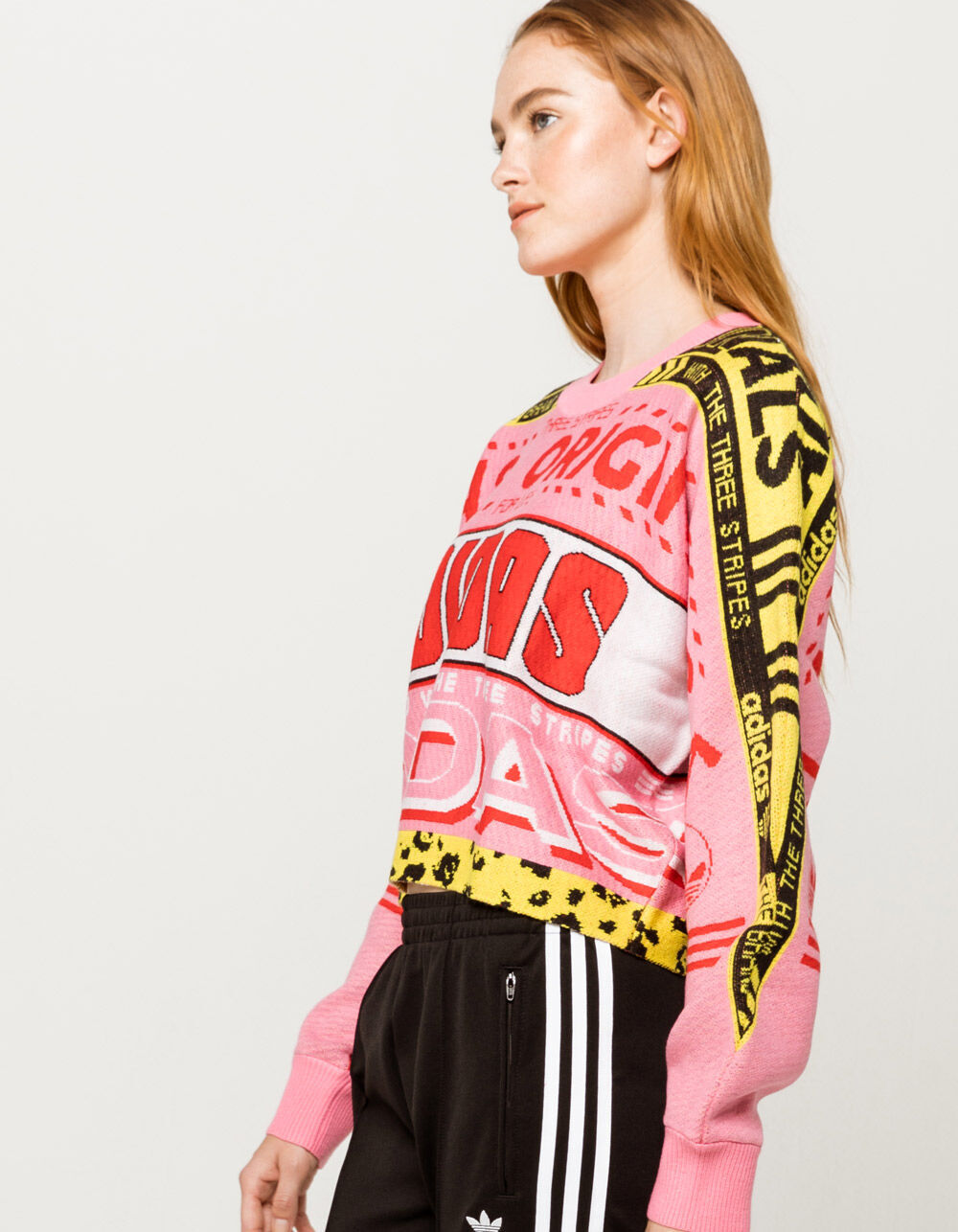 adidas pink cropped sweater
