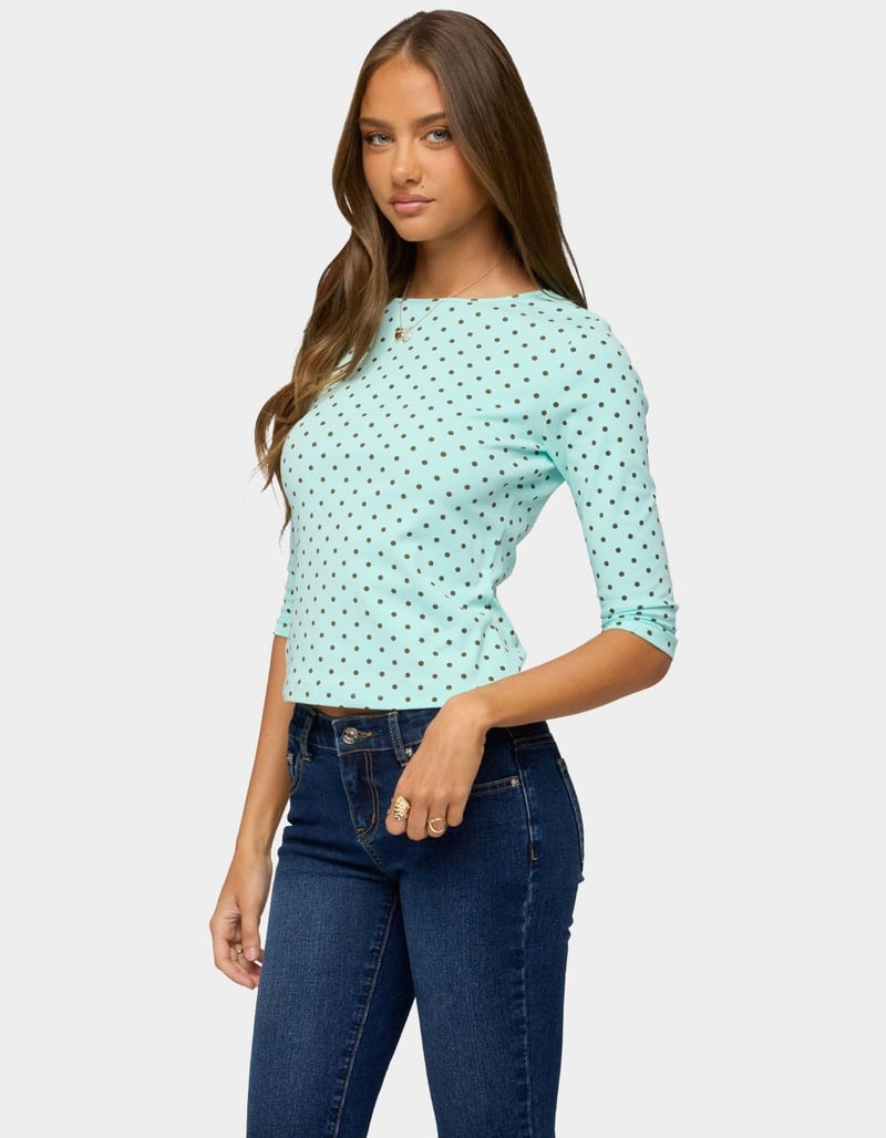 EDIKTED Lela Polka Dot Quarter Sleeve Top image number 1