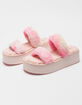 SODA Dual Strap Faux Fur Womens Flatform Sandals image number 1