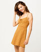 SKY AND SPARROW Ditsy Tie Front Mustard Fit N Flare Dress image number 1