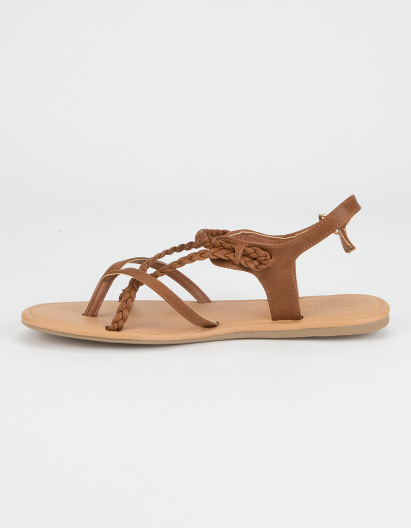 WILD DIVA Braid Ankle Strap Tan Womens Sandals image number 2