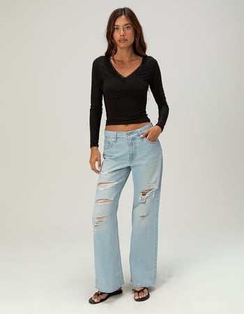 TILLYS Womens Lace V-Neck Butter Soft Long Sleeve Top Alternative Image