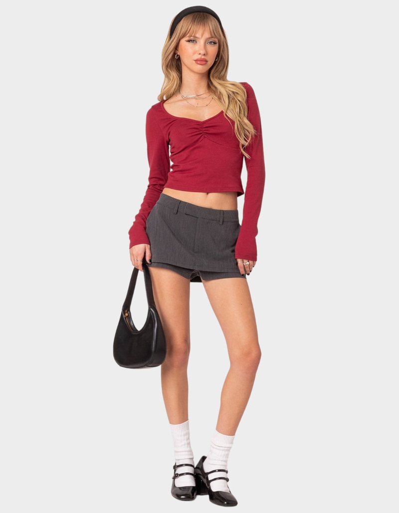 EDIKTED Nat Ruched V-Neck Top image number 1