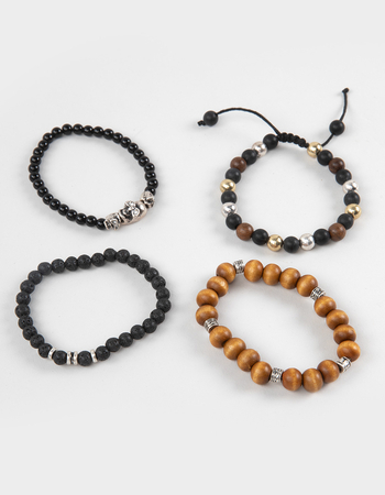 RSQ Mens 4 Pack Wood Beads/Skulls Bracelets Alternative Image