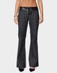 EDIKTED Pinstripe & Faux Leather Low Rise Flared Jeans image number 1