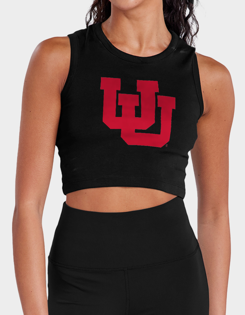 THE UNIVERSITY OF UTAH Distressed Primary Logo Womens Cropped Tank Top image number 0