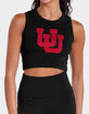THE UNIVERSITY OF UTAH Distressed Primary Logo Womens Cropped Tank Top image number 1