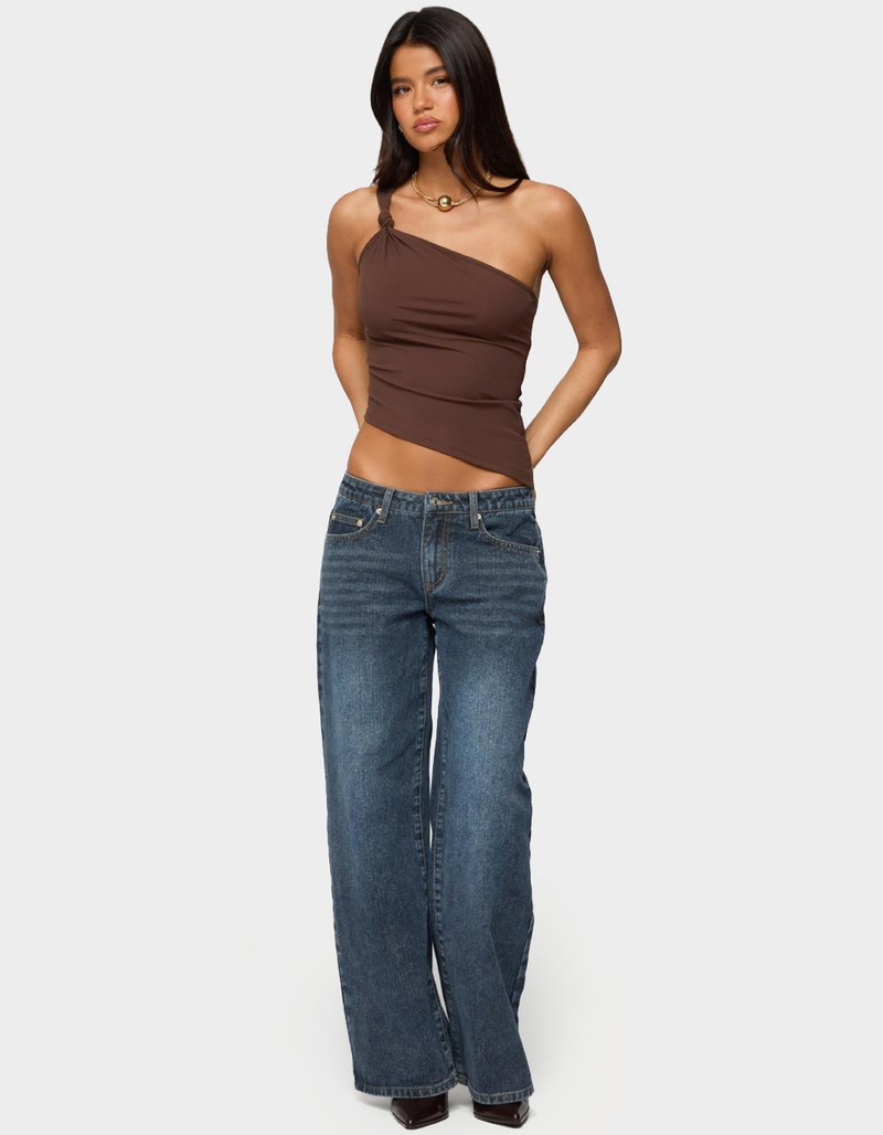 EDIKTED 1980 Leopard Patch Low Rise Baggy Jeans image number 3