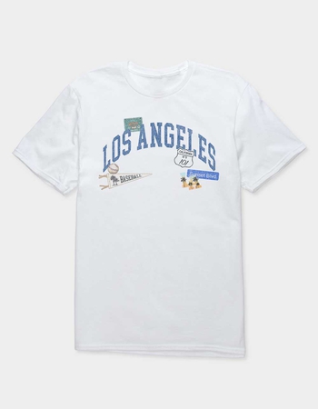 LOS ANGELES Landmark Stickers Distressed Unisex Tee Primary Image