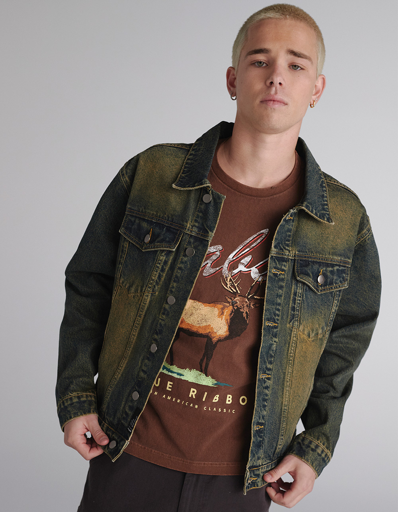 PABST BLUE RIBBON Elk Mens Cropped Tee image number 3