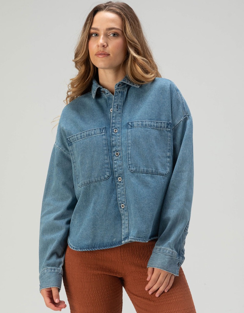 VANS Antica Womens Button Up Denim Shirt DENIM Tillys