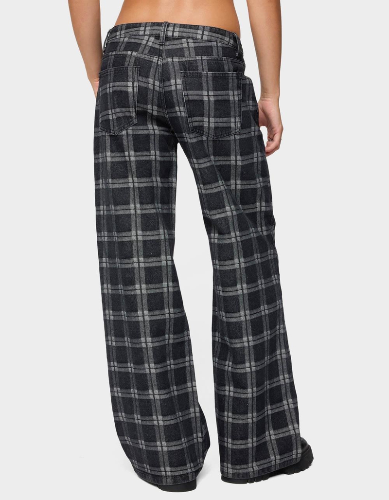 EDIKTED Kailani Plaid Low Rise Baggy Jeans image number 2