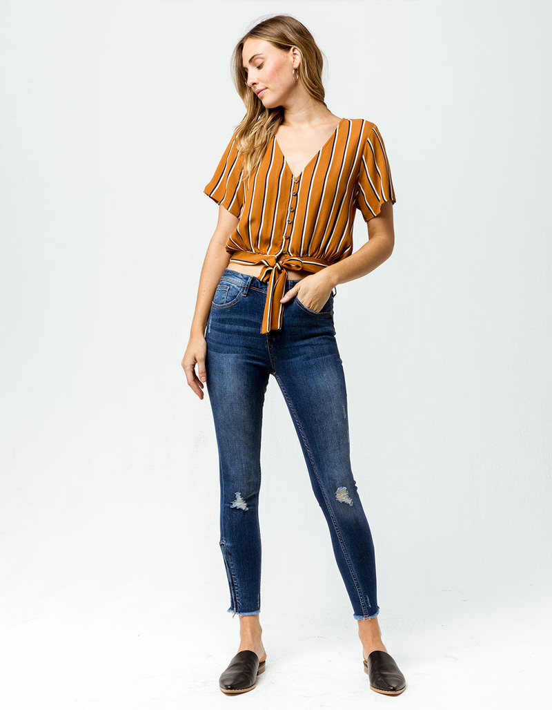 IVY & MAIN  Zip Ankle Womens Ripped Skinny Jeans image number 3