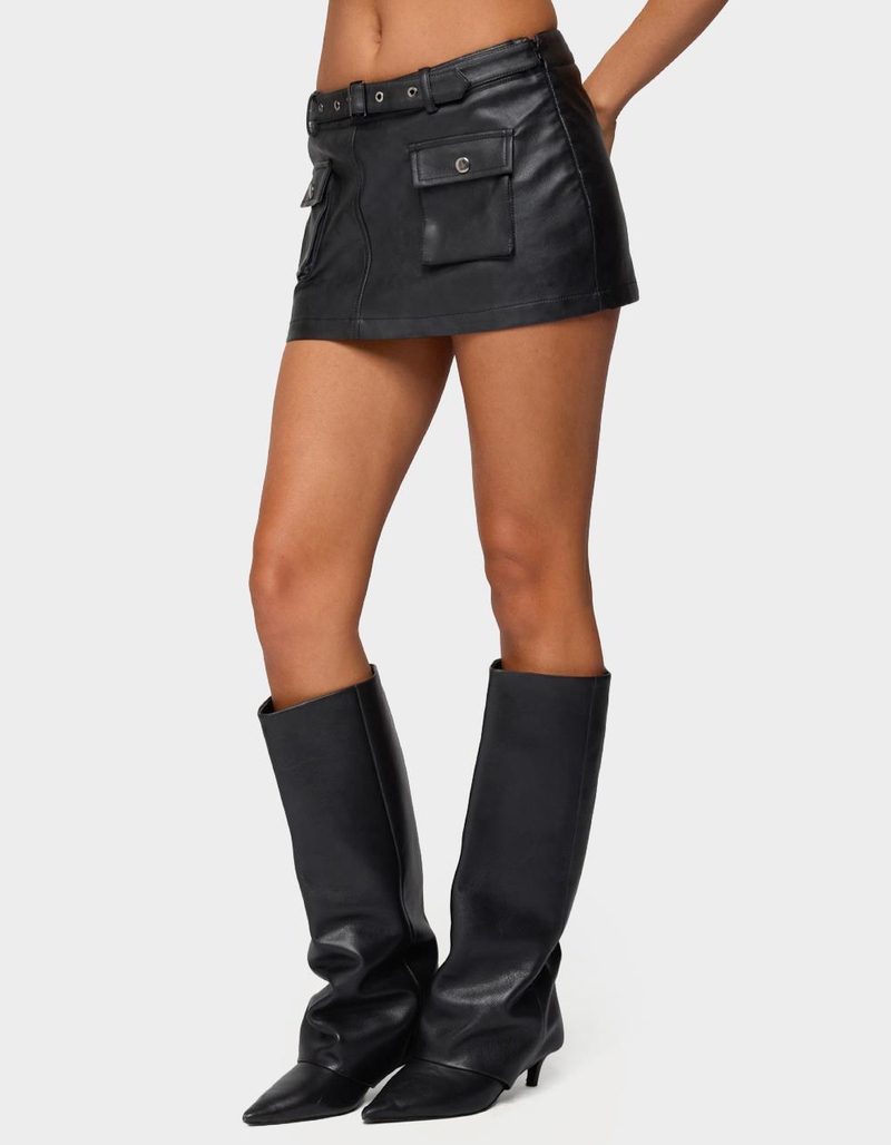 EDIKTED Zaira Faux Leather Cargo Mini Skort image number 1