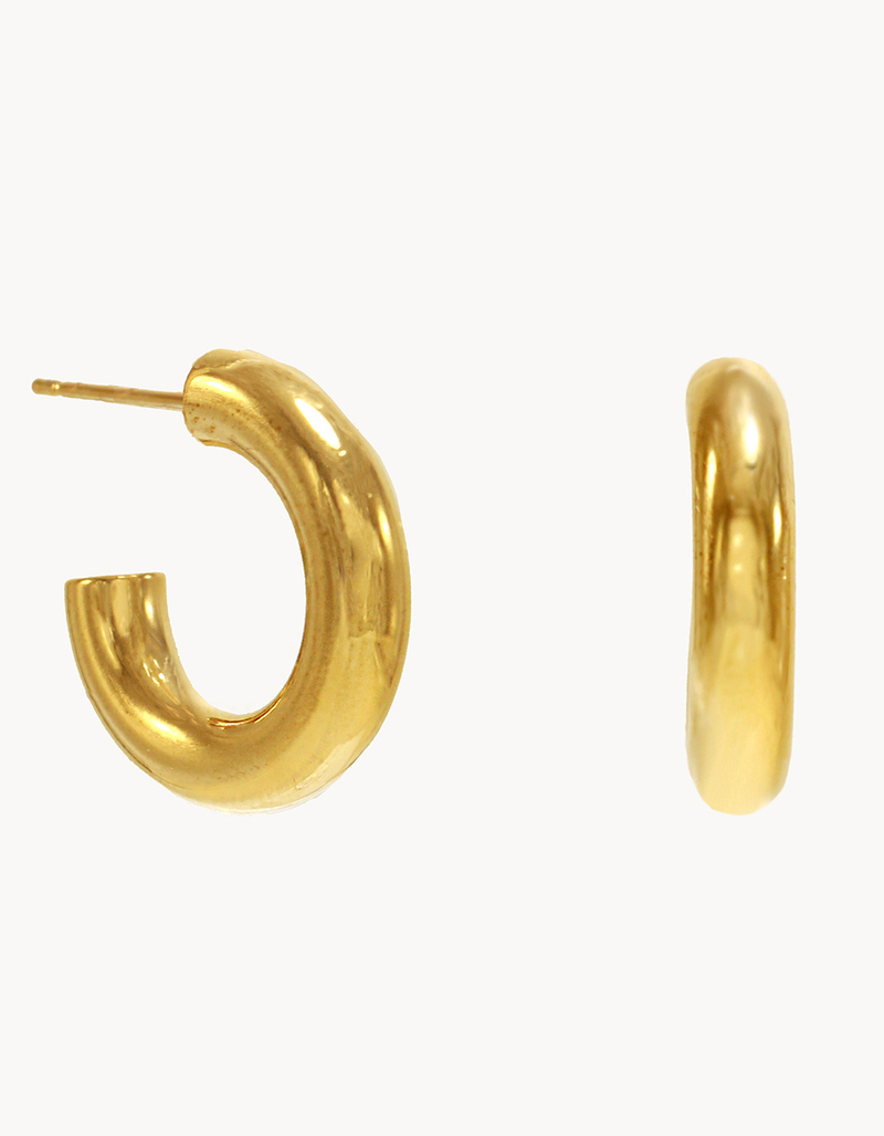 SECRET BOX NEW YORK 14K Gold Dipped Thick Tube Hoop Earrings image number 3