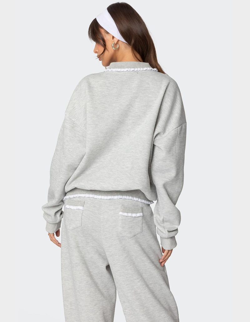 EDIKTED Ashtin Ruffle Trim Sweatshirt image number 4