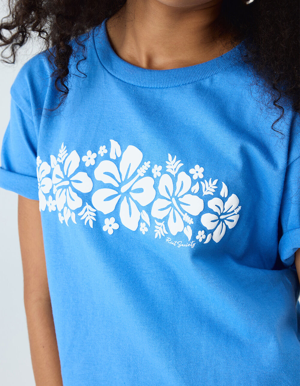 RIOT SOCIETY Flower Puff Girls Boyfriend Tee - BLUE | Tillys