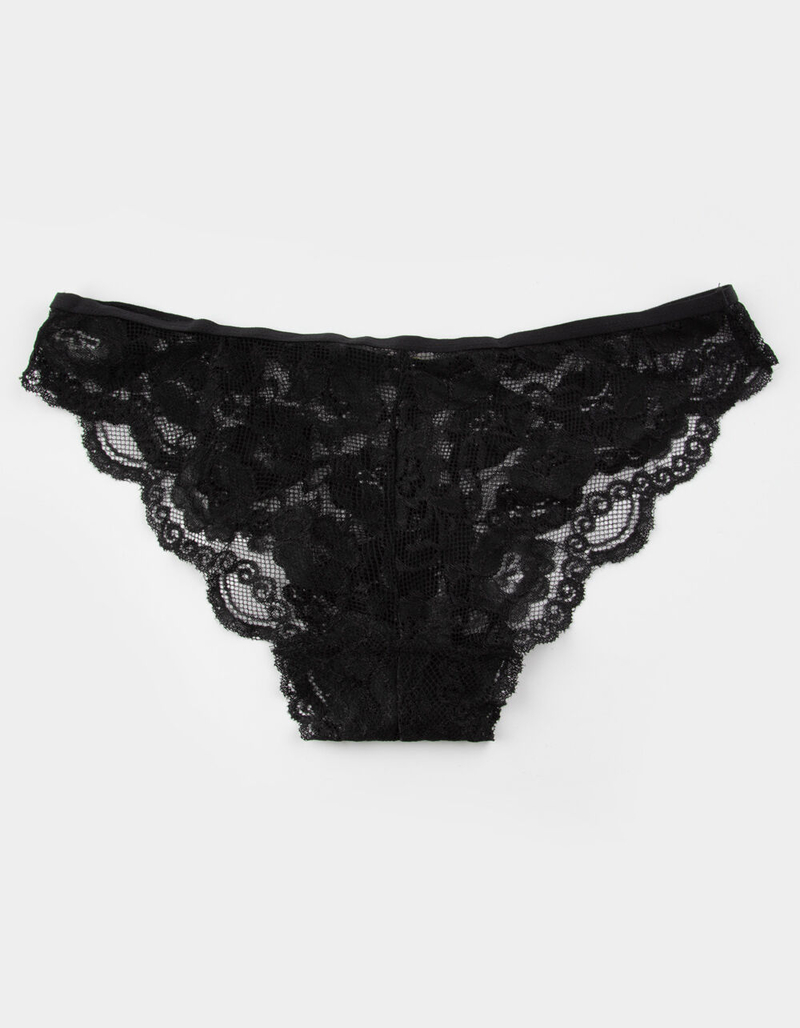 FULL TILT Lace Rose Bow Black Panties image number 1