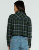 RSQ Womens Blue & Green Crop Flannel Shirt image number 3