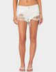 EDIKTED Matilda Low Rise Distressed Denim Shorts image number 1