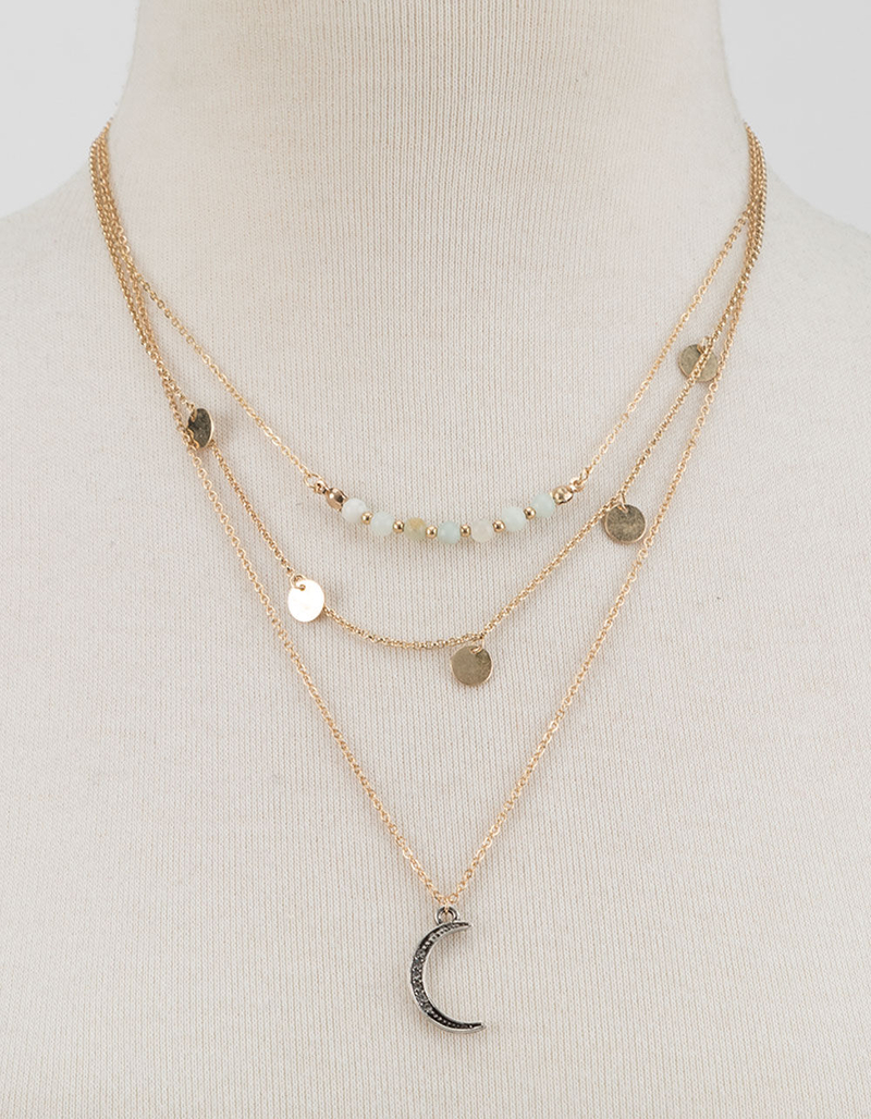 FULL TILT Layered Bead & Moon Necklace image number 1