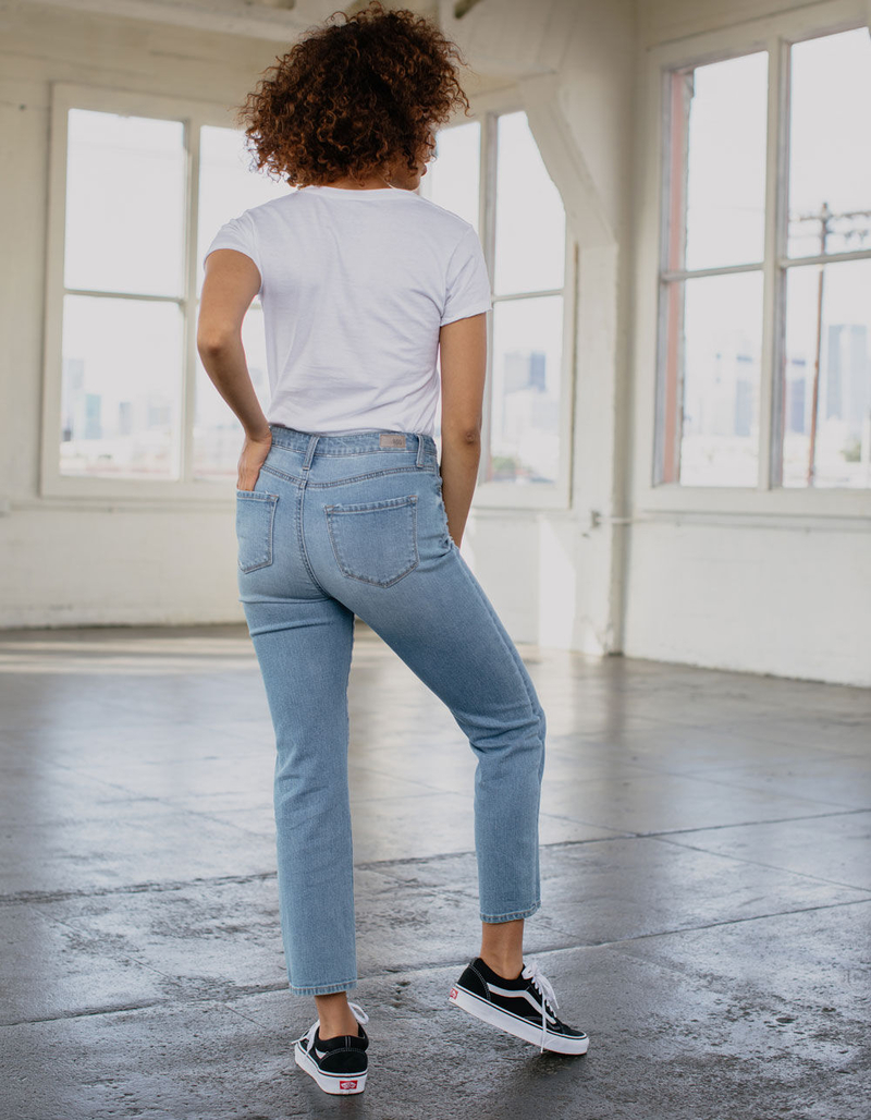 RSQ High Rise Light Wash Womens Straight Leg Jeans image number 3